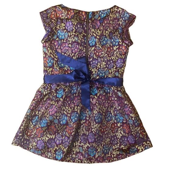 American Girl Purple Floral Metallic Holiday Party Dress Size 6 - Picture 2 of 6